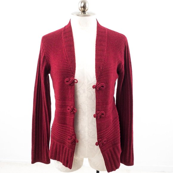 Shanghai Tang L Cashmere Silk Cardigan Sweater Red - Picture 7 of 10